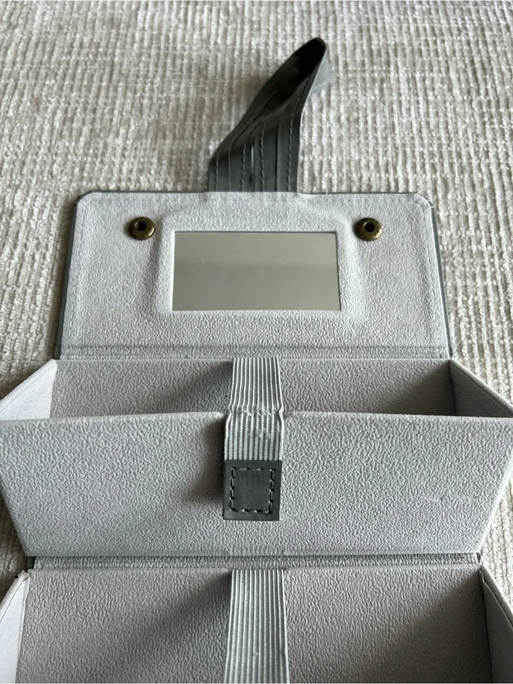 Gray Foldable Glasses/ Jewelry Organizer with Mirror